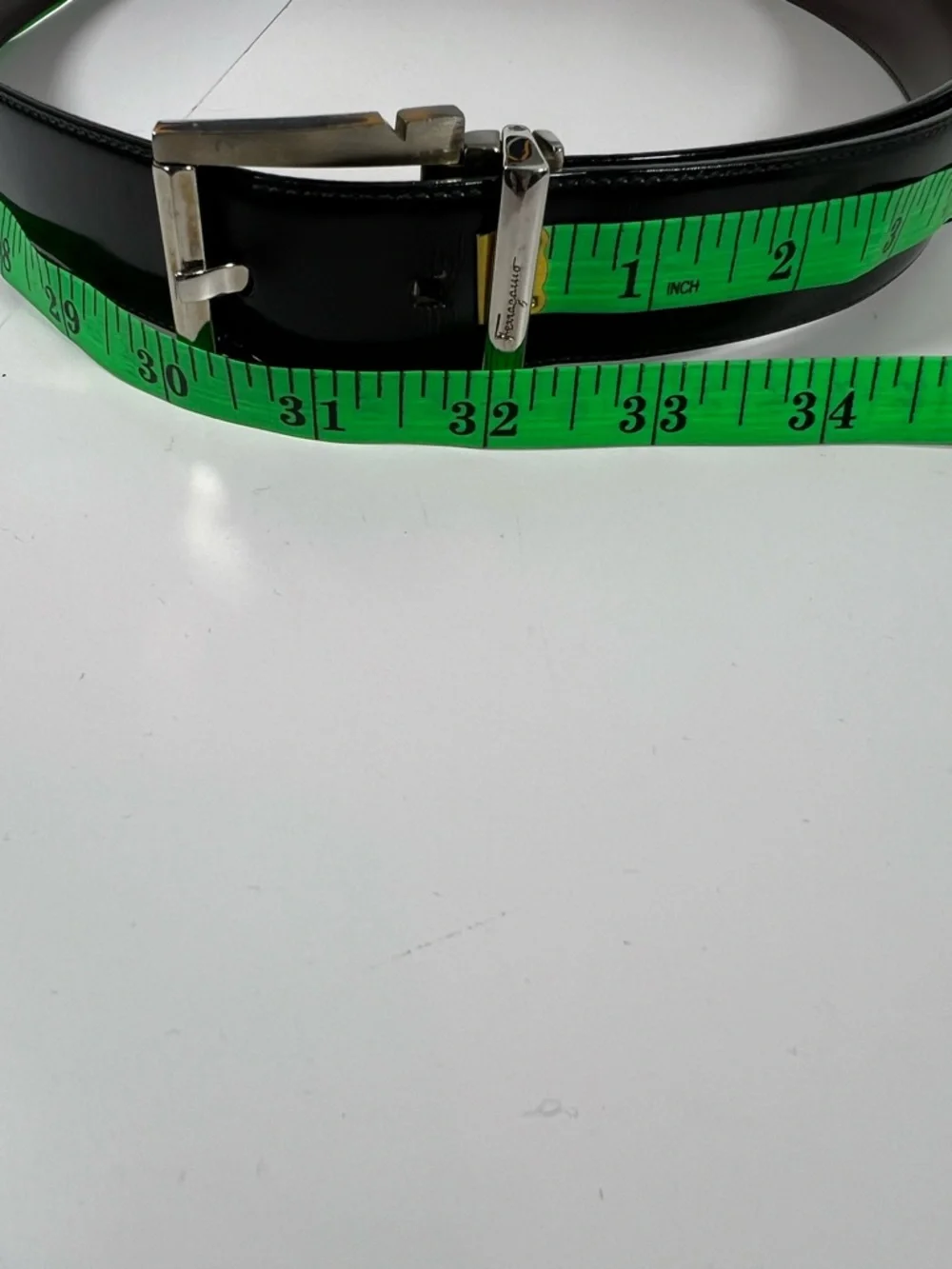 Salvatore Ferragamo Black Leather Belt Silver Buckle Made Italy
